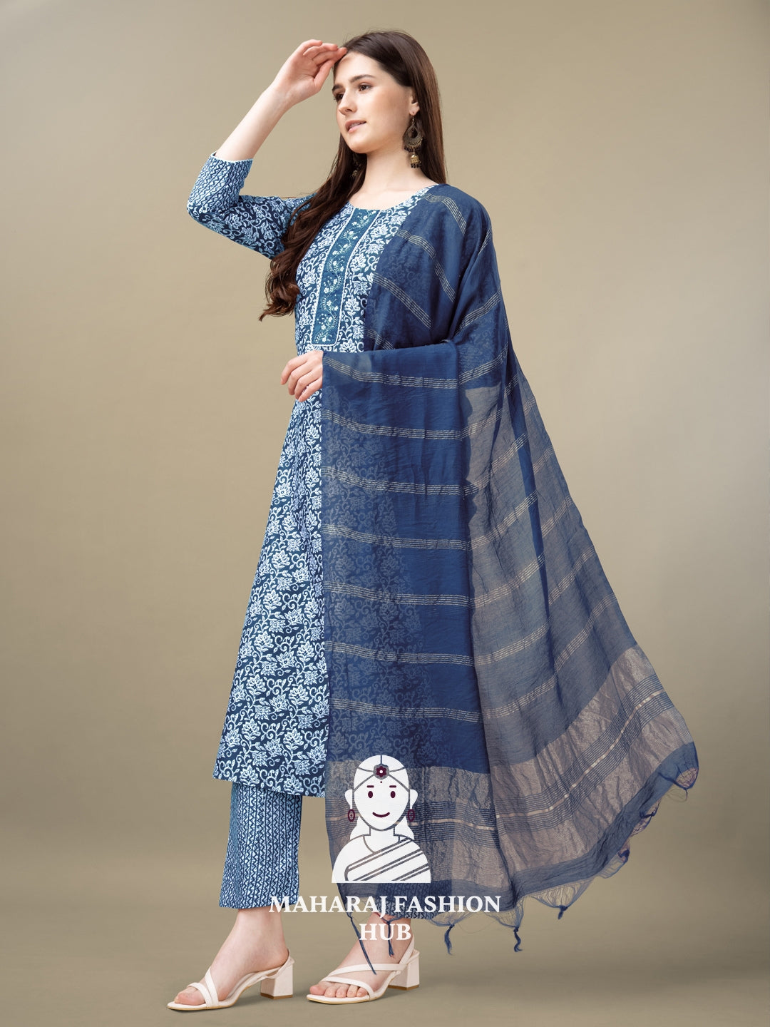 Maharaj Fashion Hub Women's Elegant Kurti Pant Dupatta Set