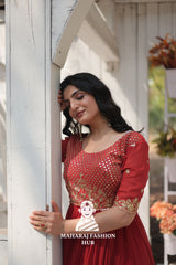 Sequins Embroidered Fabric Gown with Luxurious Finish