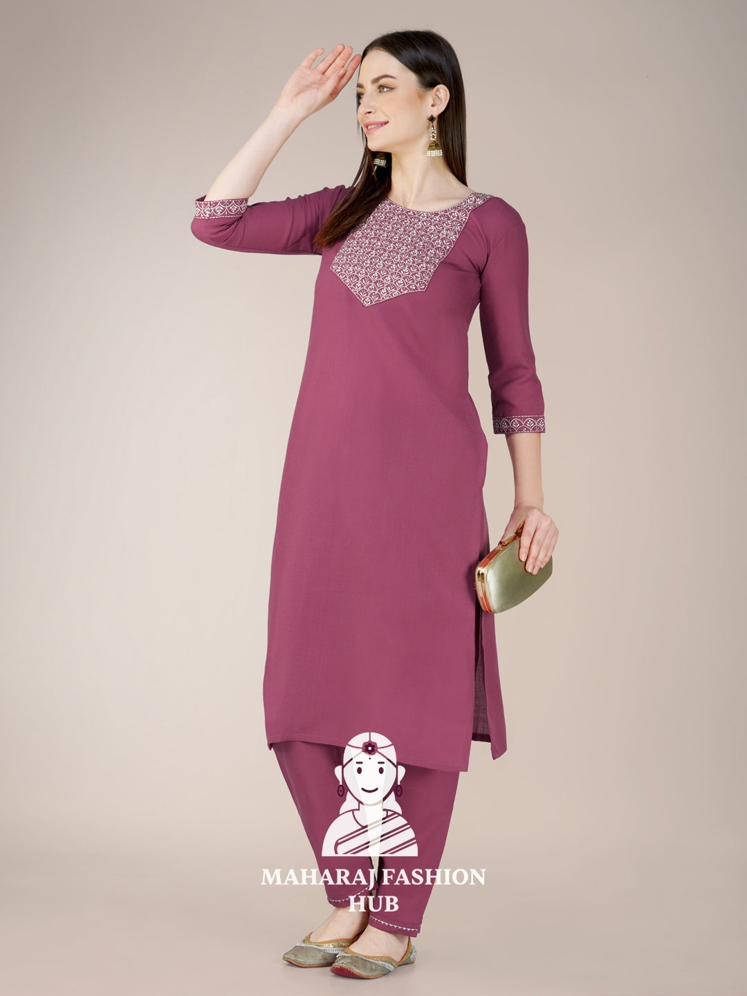 Maharaj Fashion Hub Women's Elegant Kurti Pant Dupatta Set
