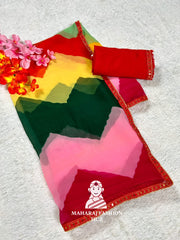 Elegant Multicolor Indian Saree for Women – Lightweight Georgette Party Wear