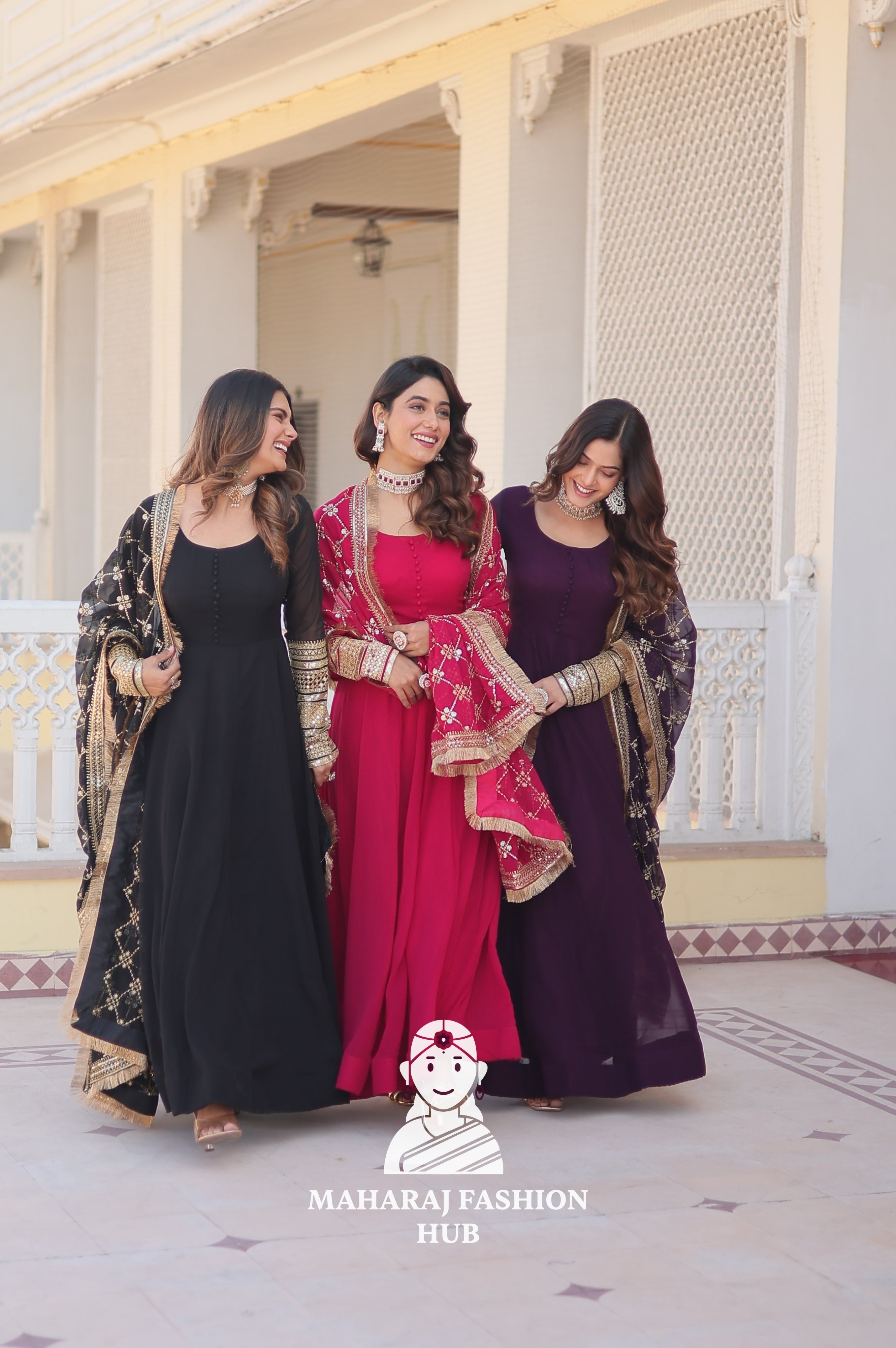 Faux Blooming Elegance – Special Designer Gown with Full Sleeves Finish
