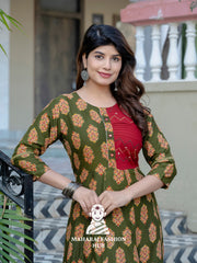 🌿 Luxe Dark Green Rayon Kurta with Embroidery Magic