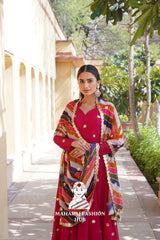 Embroidered Special Designer Gown with 3.5M Flair & Printed Dupatta - Special Designer Gown