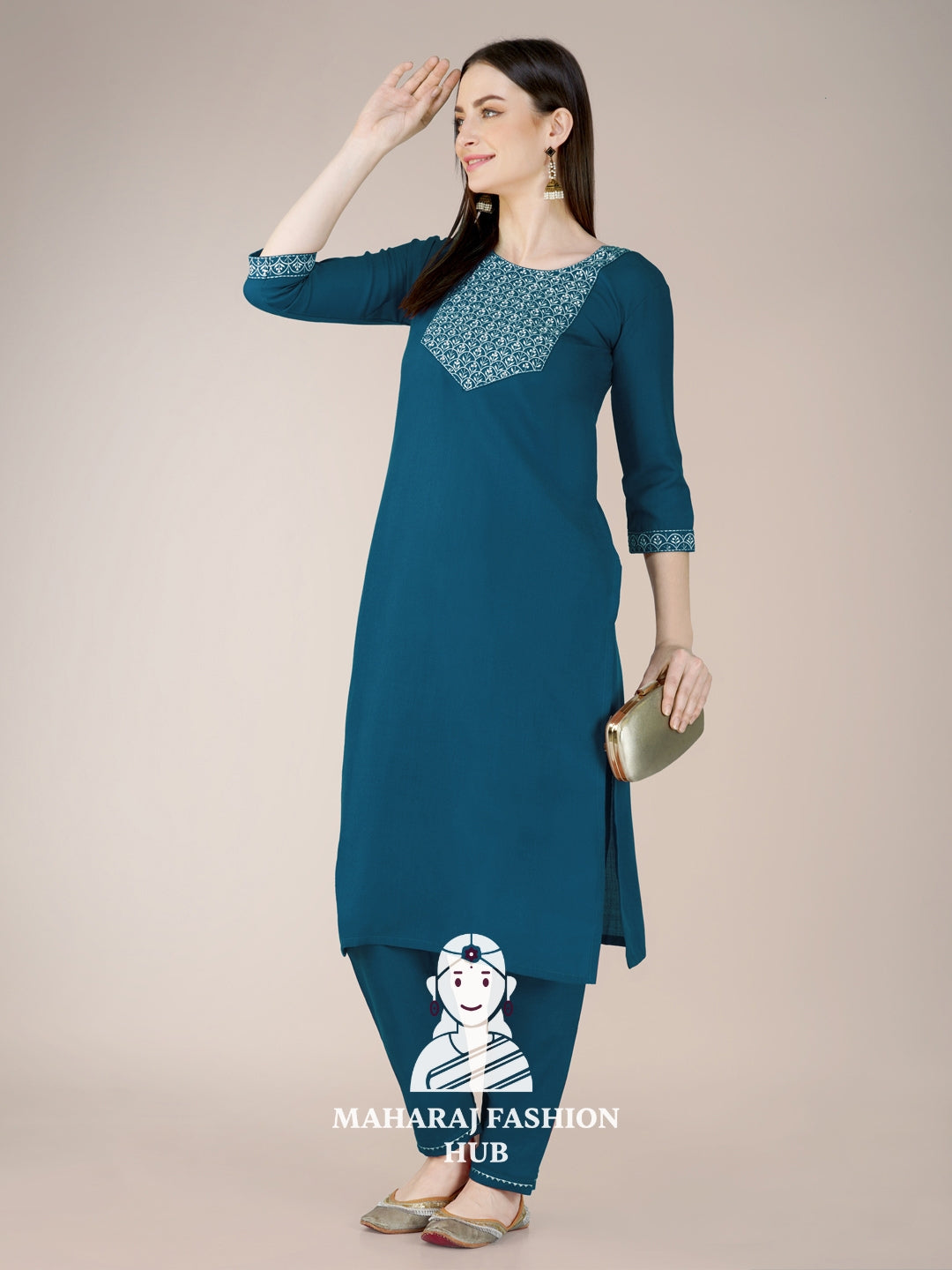Maharaj Fashion Hub Women's Elegant Kurti Pant Dupatta Set