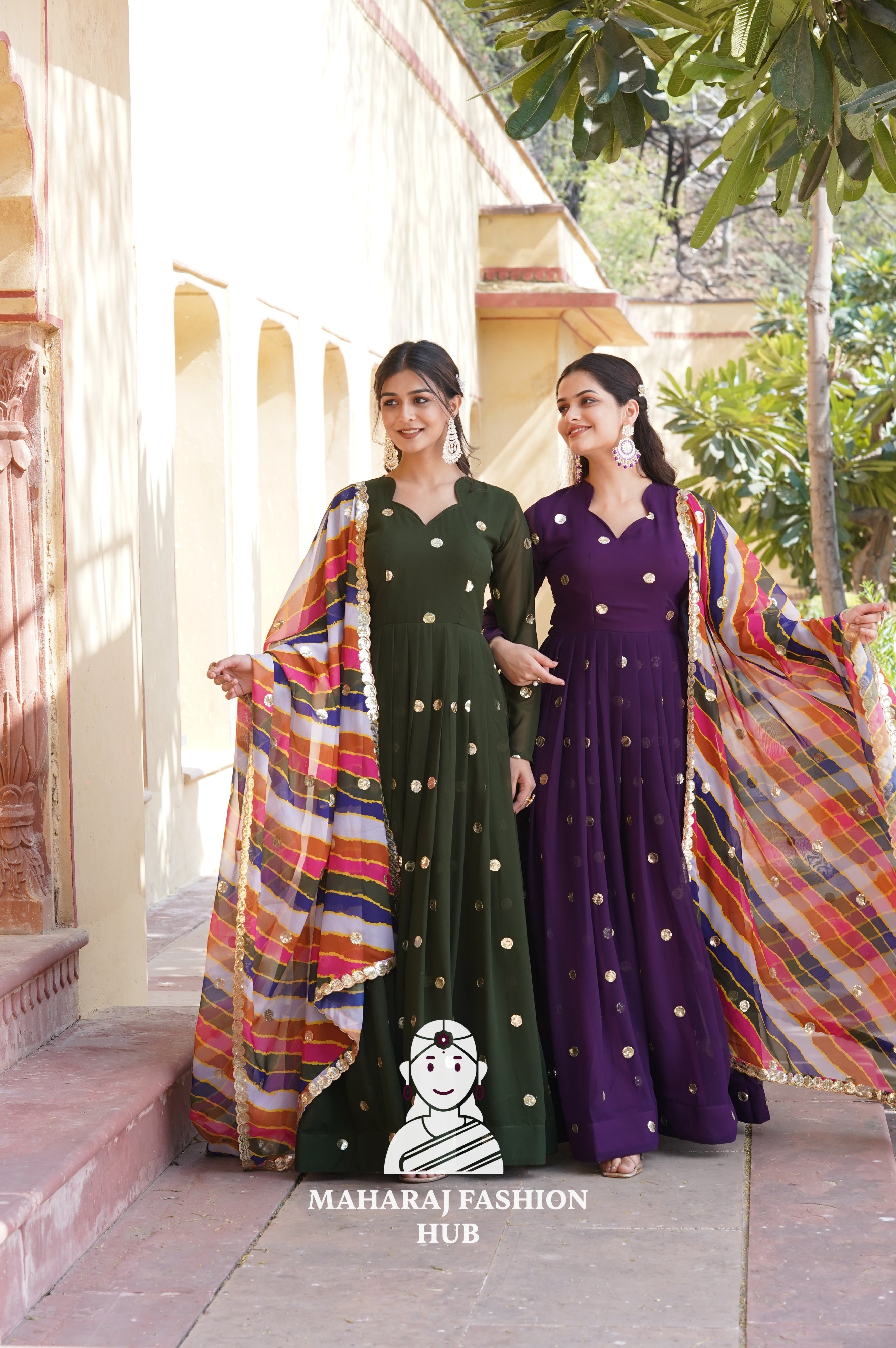 Special Designer Gown Set in Faux Blooming with Embroidered Silk Dupatta - Combo Offer Gown