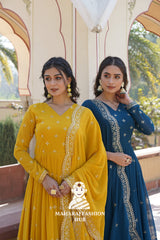 Graceful Faux Georgette Gown Set for Festive Wear - Combo Offer Gown