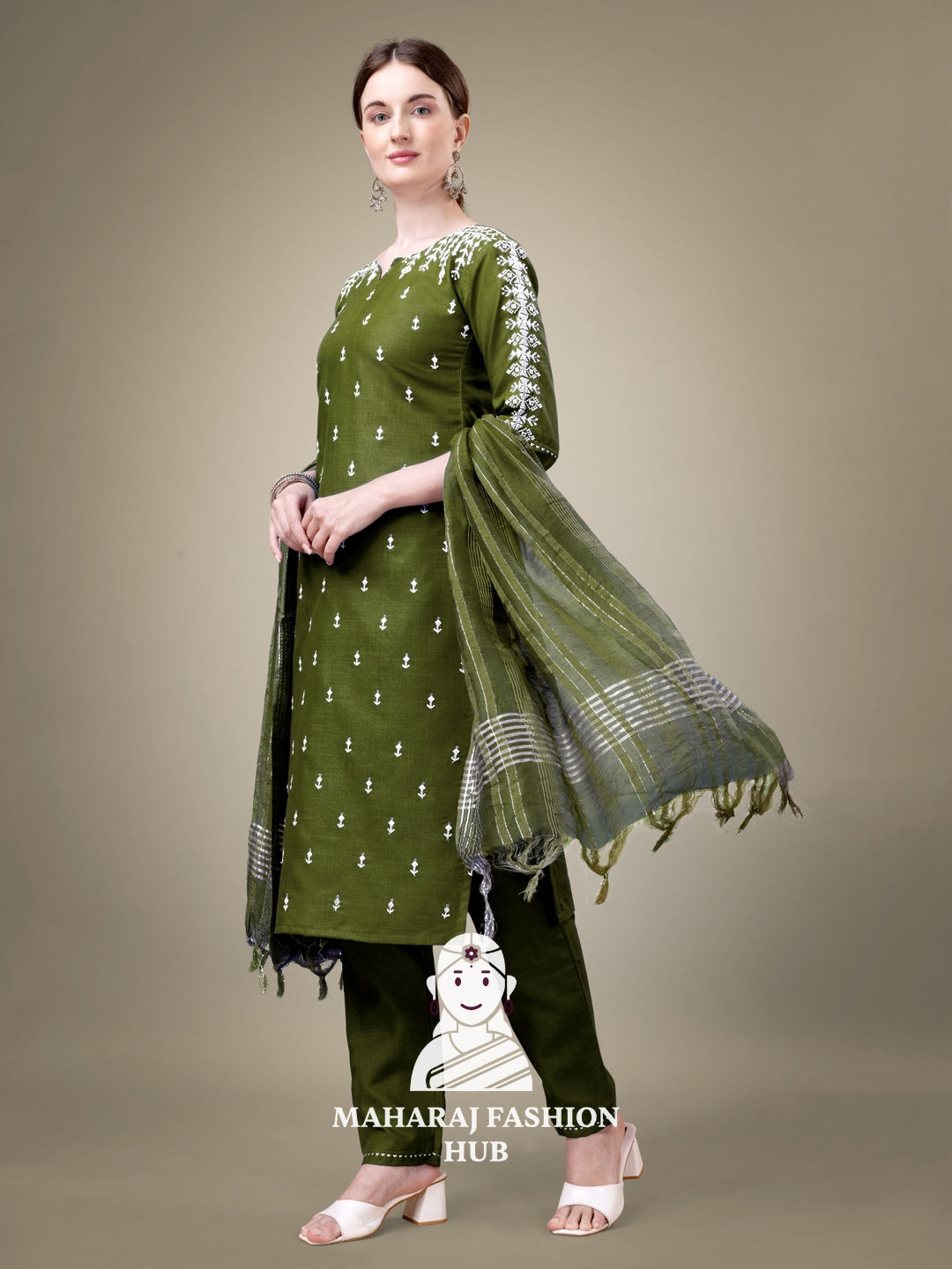 Maharaj Fashion Hub Women's Elegant Kurti Pant Dupatta Set