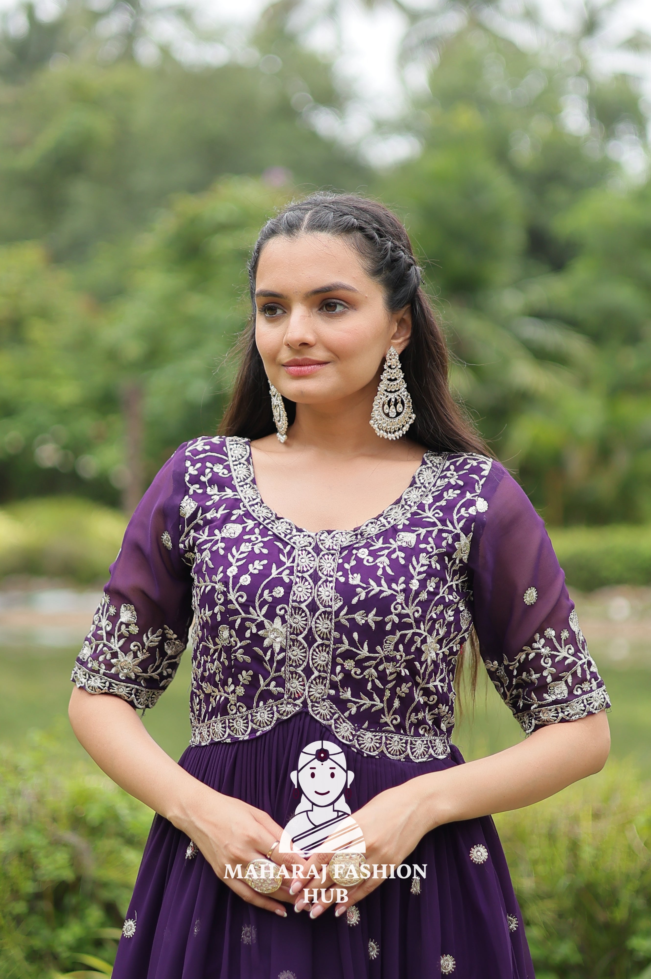🎀 Party-Ready Gown in Zari Embroidery - Special Designer Gown