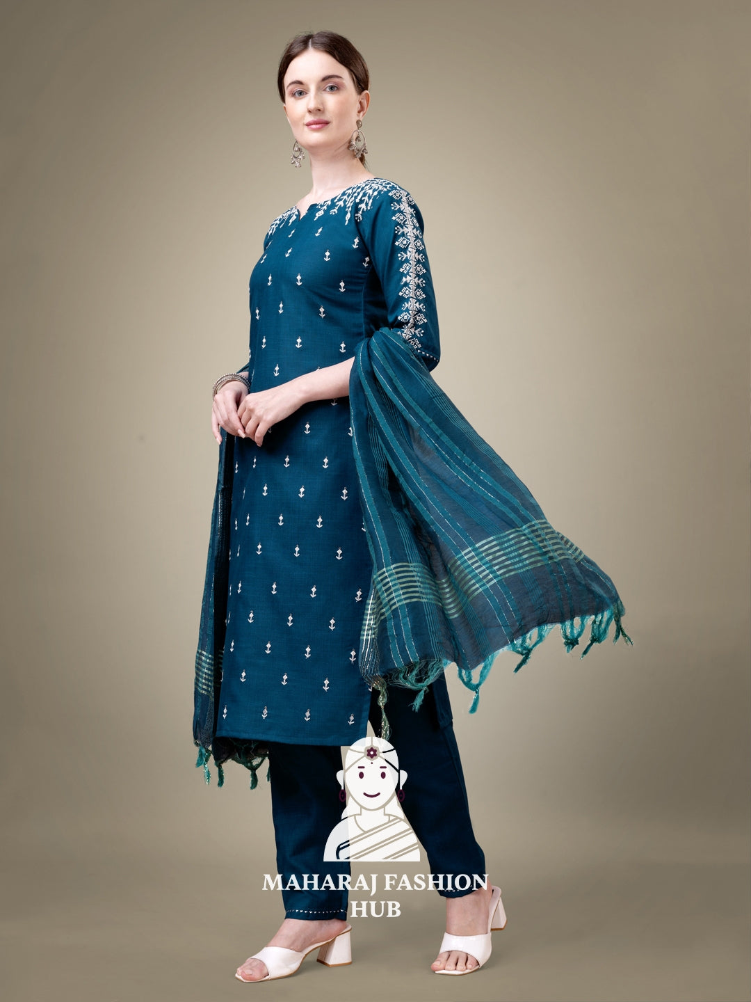 Maharaj Fashion Hub Women's Elegant Kurti Pant Dupatta Set