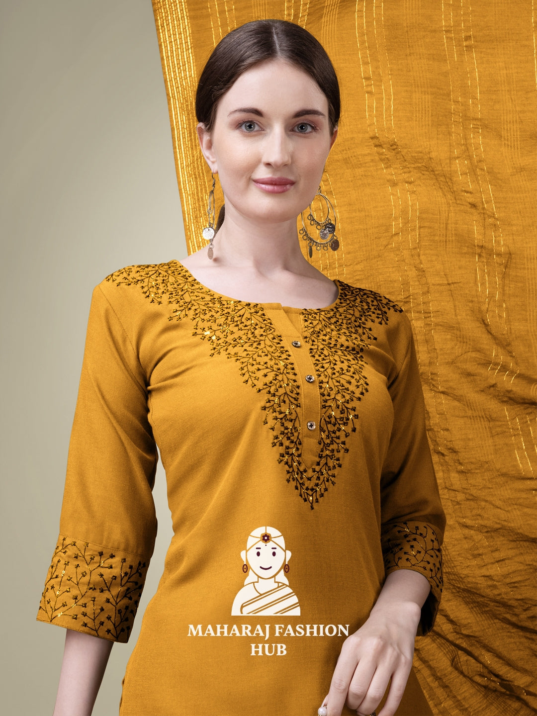Maharaj Fashion Hub Women's Elegant Kurti Pant Dupatta Set
