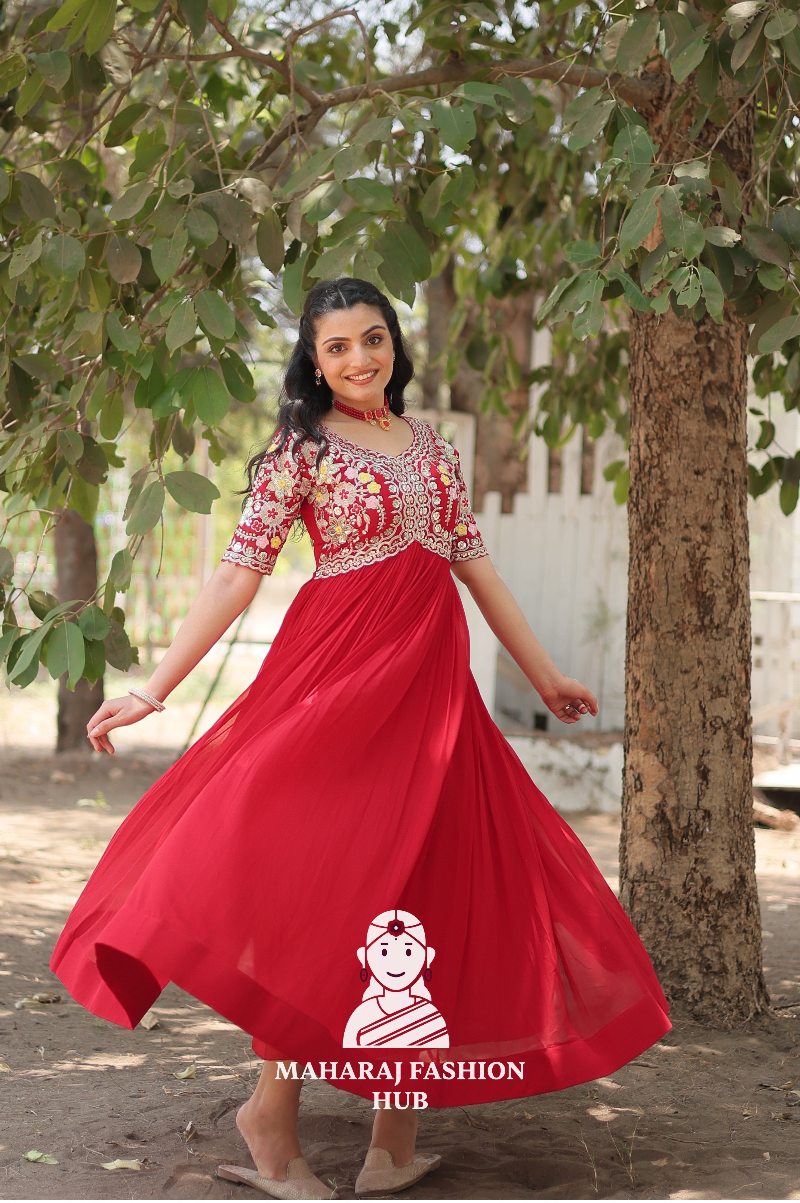 Premium Fabric Gown with Rich Embroidery and Sequins