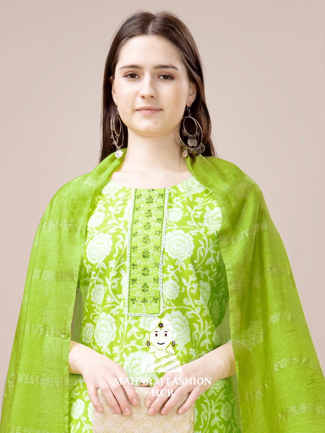 Maharaj Fashion Hub Women's Elegant Kurti Pant Dupatta Set