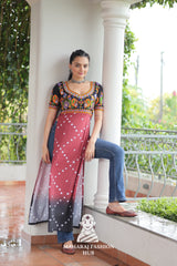 Premium Faux Georgette Bandhani Kutchi Patchwork Kurti for Festive Style 🌸🪔