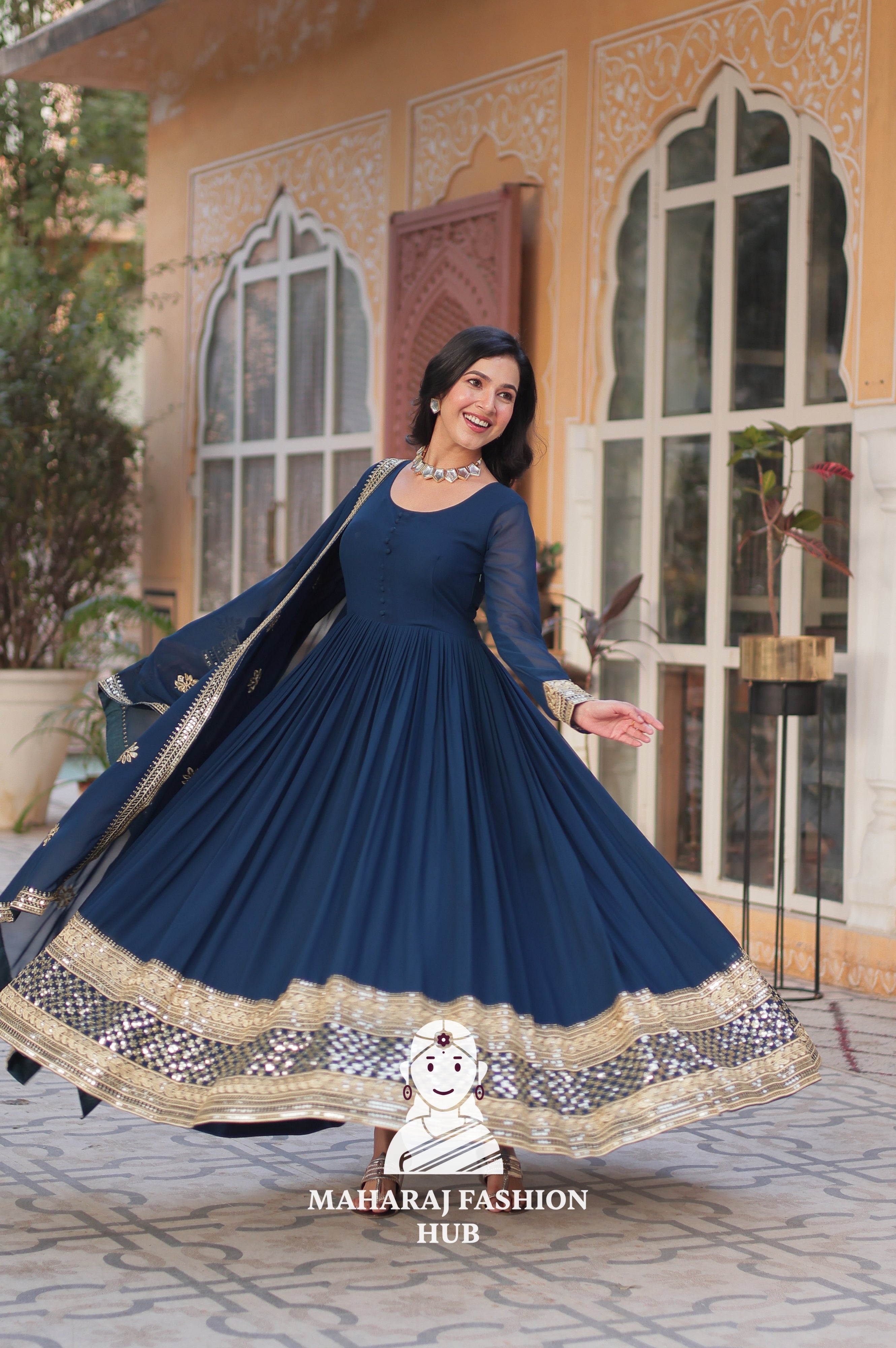 🌟 Embroidery Meets Timeless Comfort - Special Designer Gown