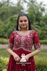 ✨ Elegant Faux Blooming Zari Gown - Special Designer Gown