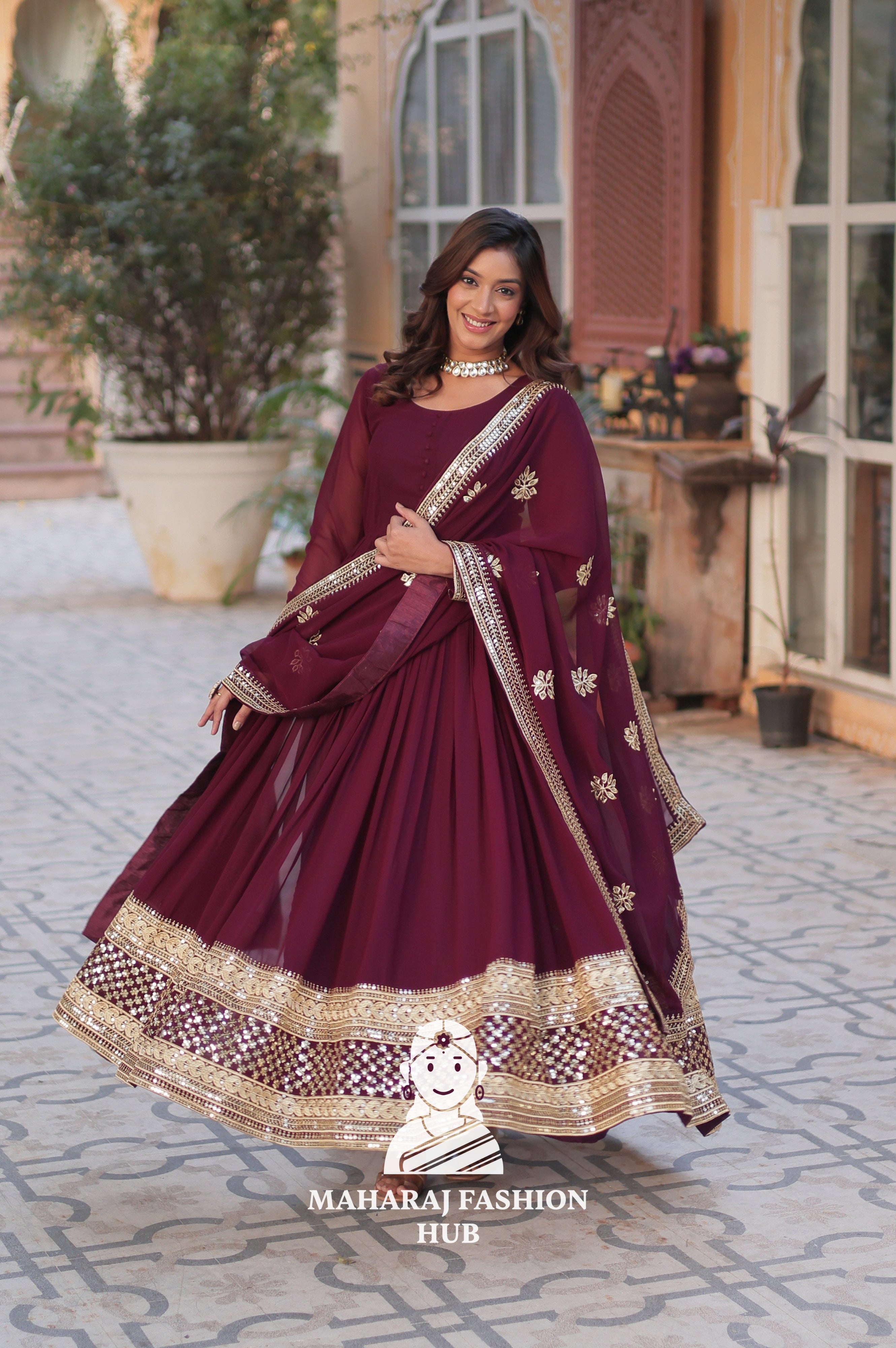 ✨ Faux Blooming Elegance Unveiled - Special Designer Gown
