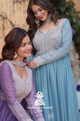💃 Luxury Gown Set with Full Sleeves & Matching Embellished Dupatta - Combo Offer Gown