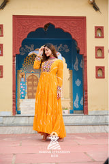 Premium Faux Georgette Laheriya Navratri Gown with Kutchi Embroidery 🌸🪔