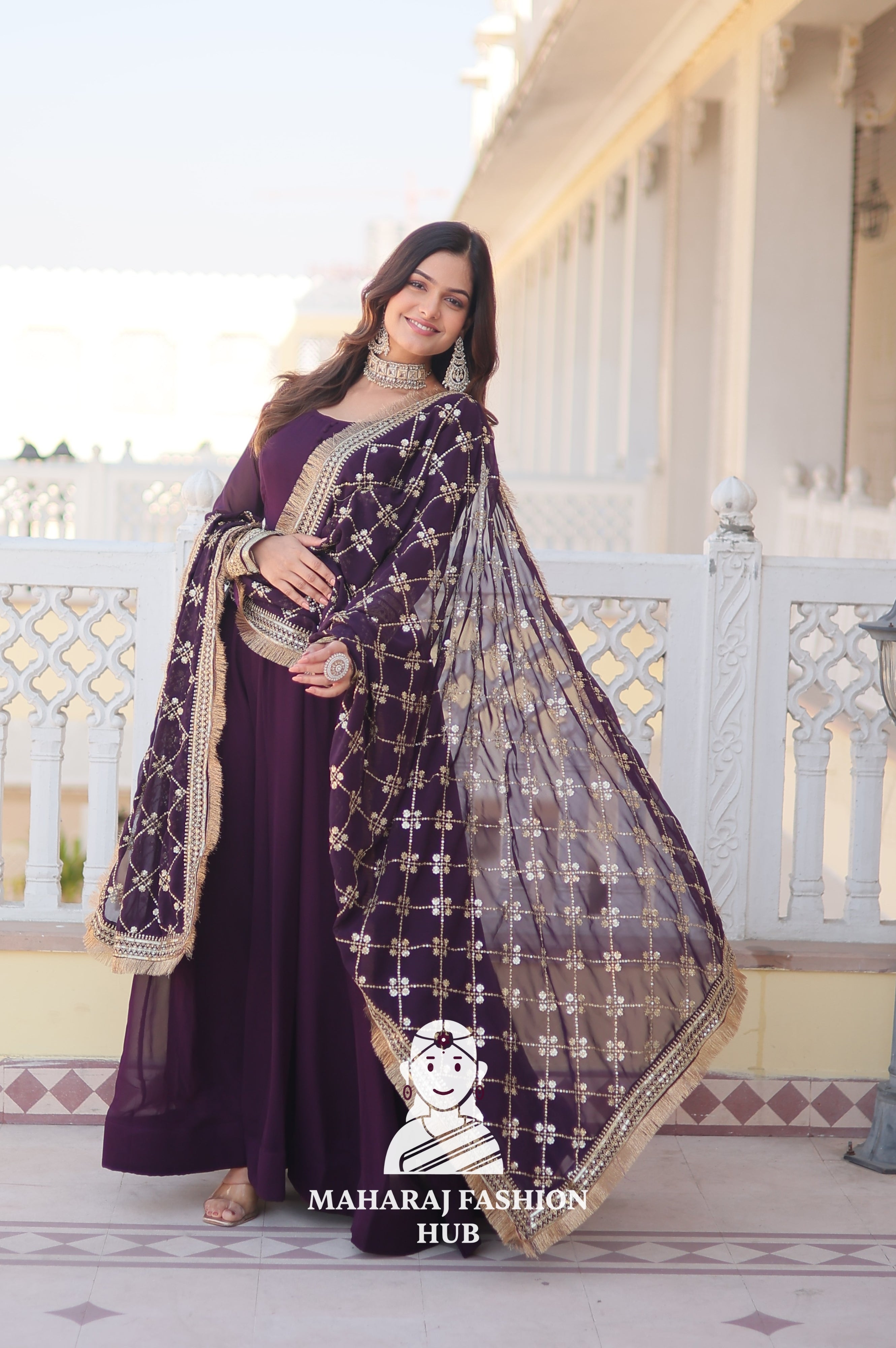 Sequins Dream in Faux Blooming – Special Designer Gown with Kali Cut Stitching