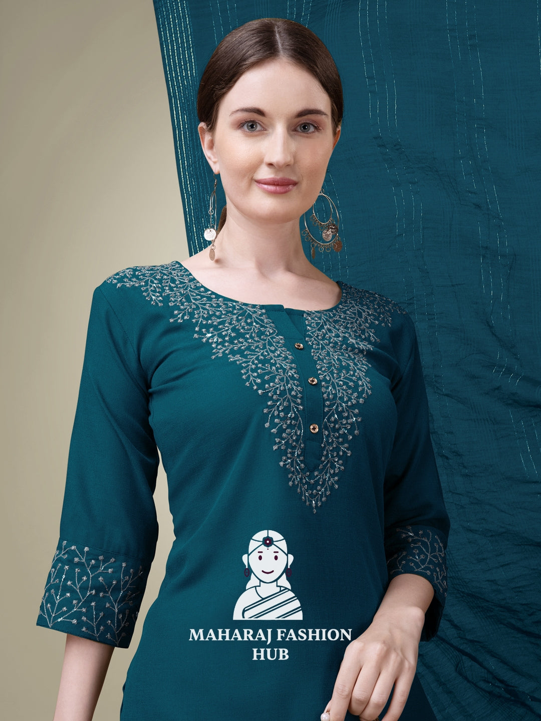 Maharaj Fashion Hub Women's Elegant Kurti Pant Dupatta Set