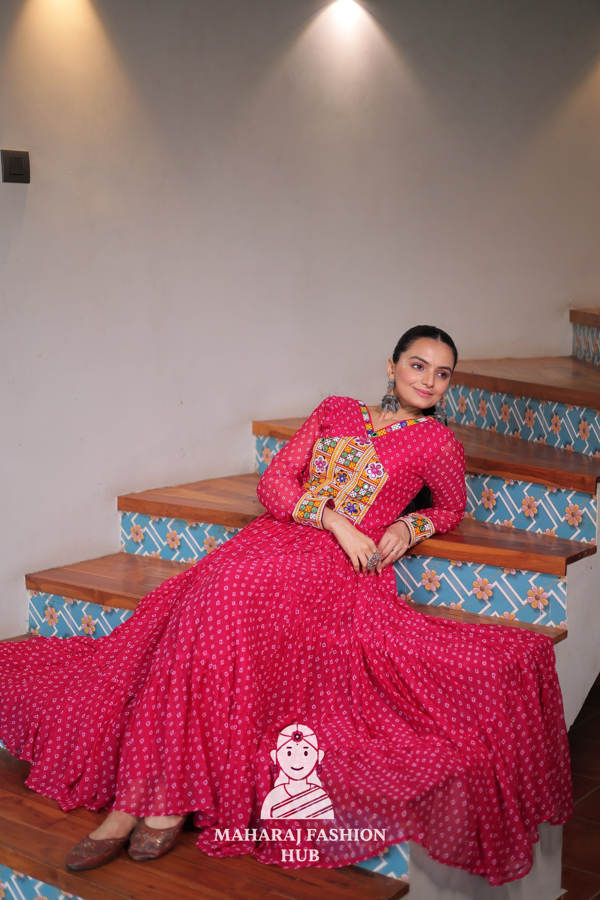 Elegant Faux Georgette Bandhani Print Navratri Collection 🌟👑