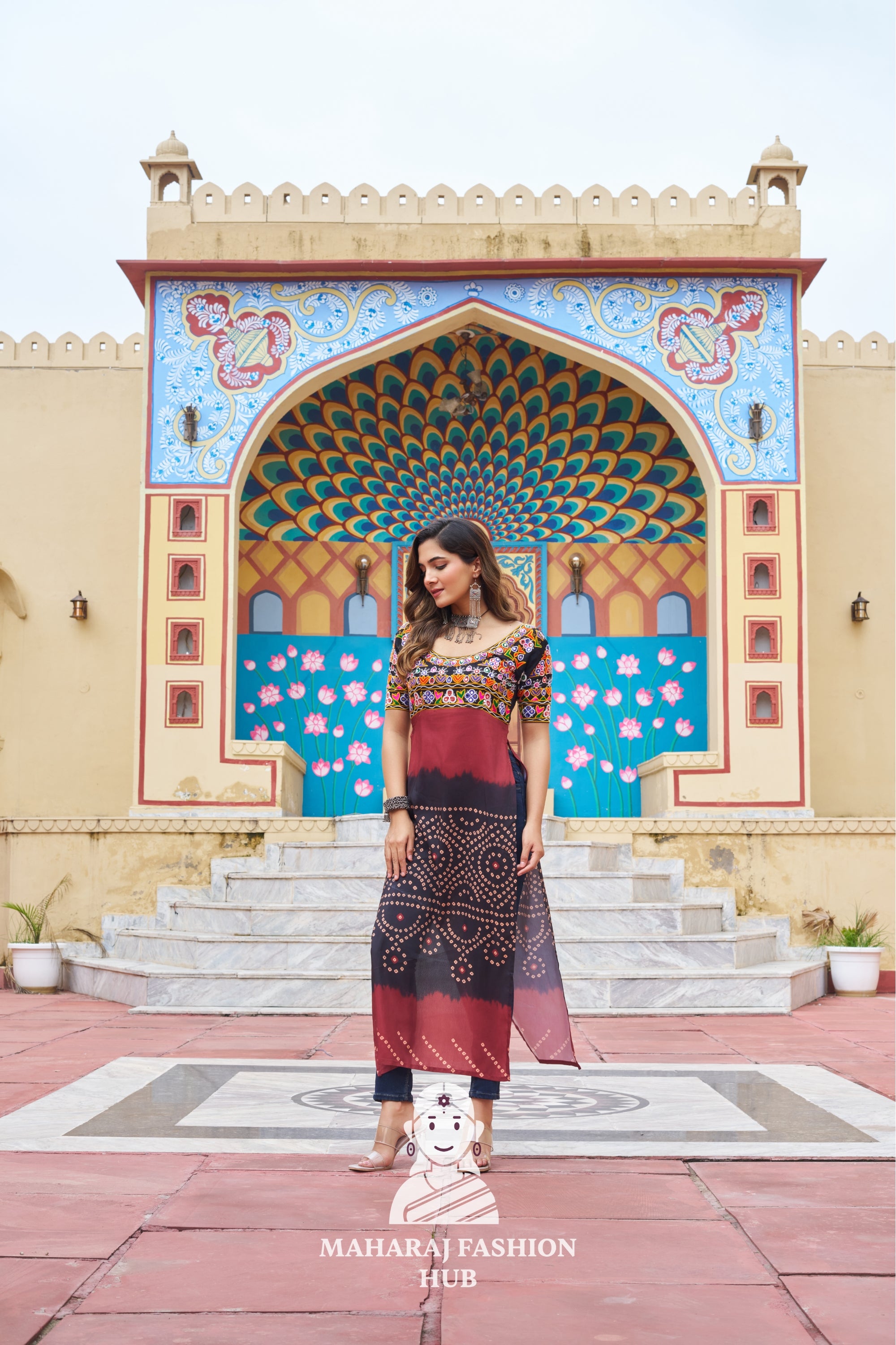 Stylish Printed Rayon Navratri Kurti with Kutchi Work Detailing 🎨💃