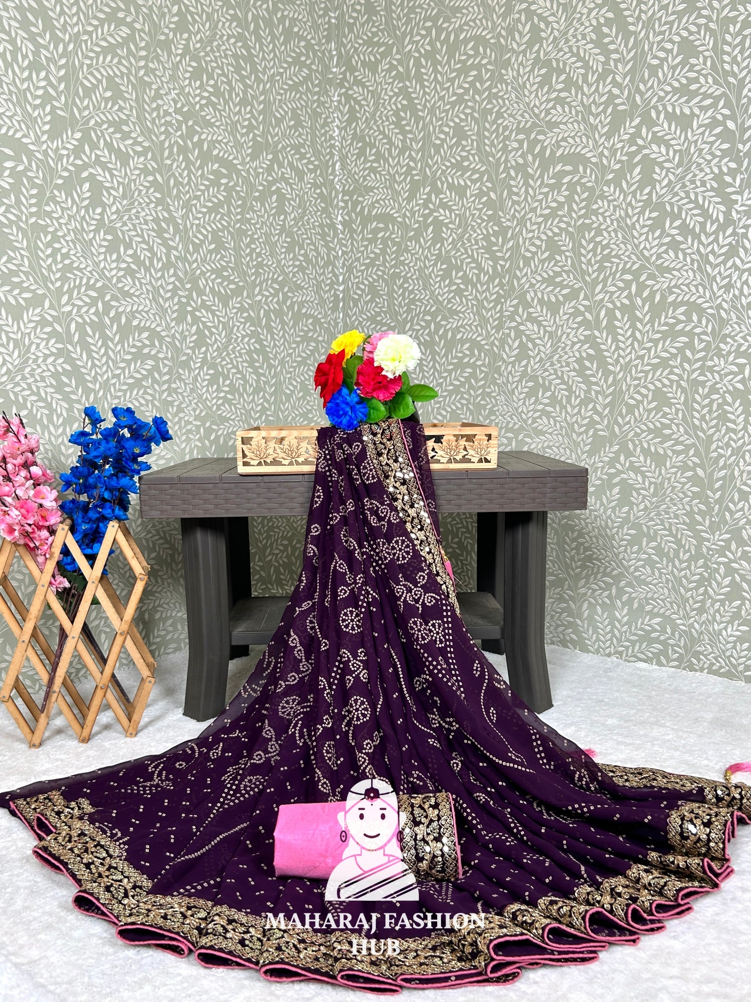 Traditional Lahariya print Georgette saree for women,s || Festive georgette saree for women's ||
