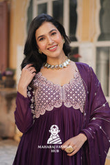🧣 Wedding-Ready Star Georgette Gown Set with Dupatta - Special Designer Gown