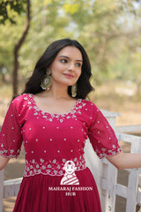 Round Neck Beads Work Gown with Rich Flair Finish