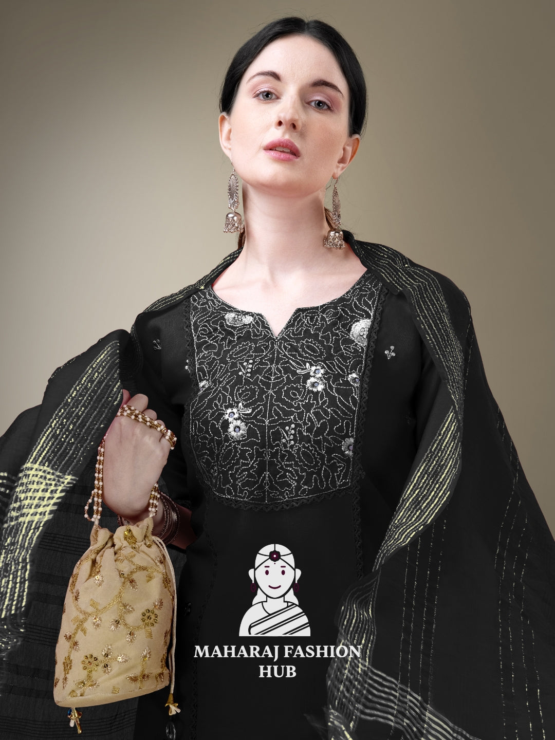 Maharaj Fashion Hub Women's Elegant Kurti Pant Dupatta Set