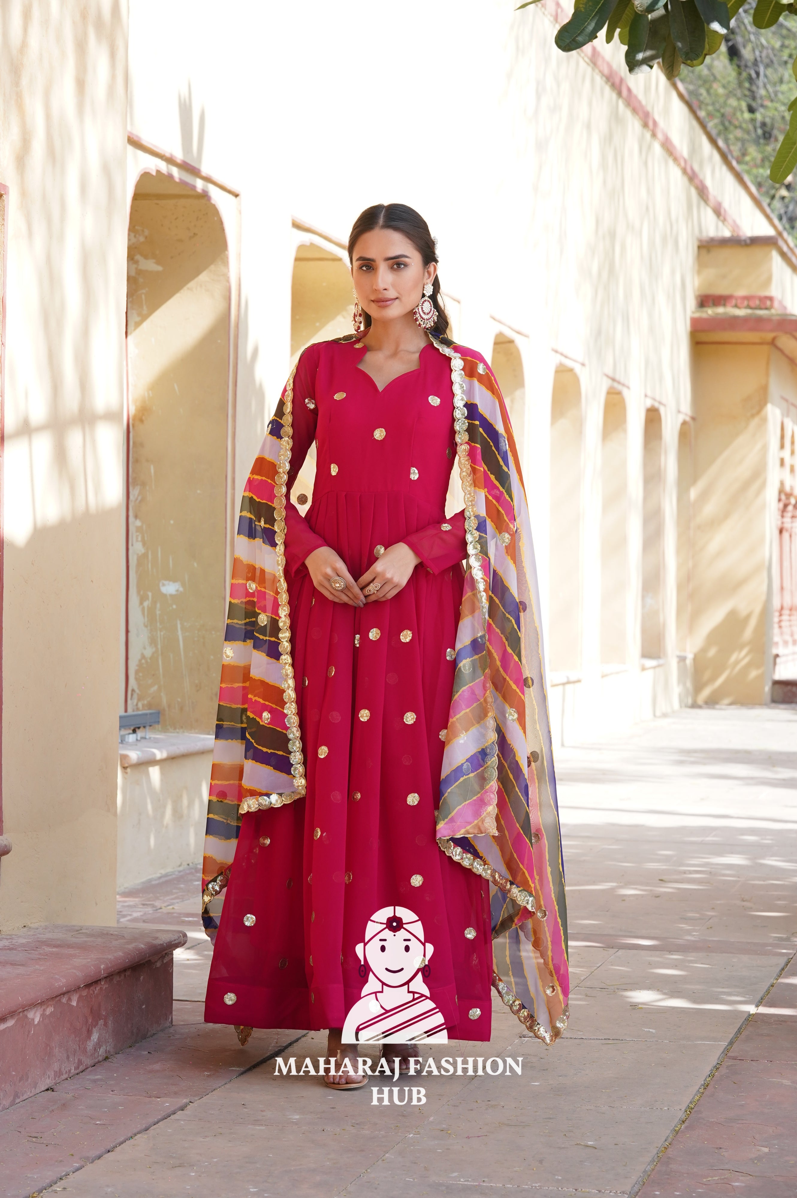 Embroidered Special Designer Gown with 3.5M Flair & Printed Dupatta - Special Designer Gown
