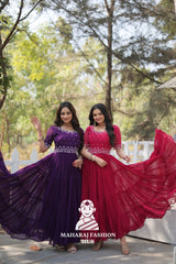 Faux Blooming Fabric Gown Crafted for Luxurious Occasions - Combo Offer Gown