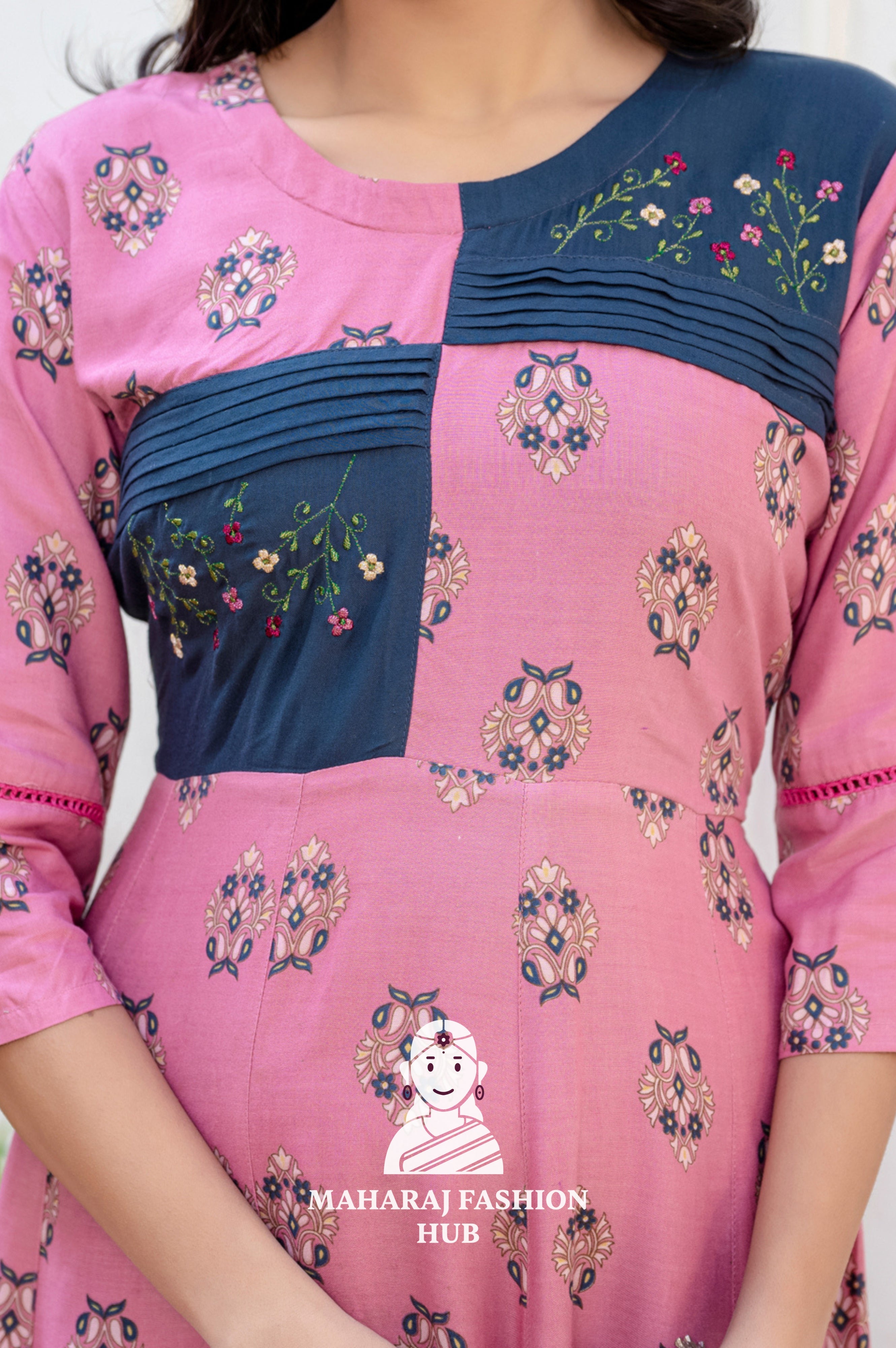 💜 Elegant Wine Rayon A-Line Kurta with Embroidery ✨