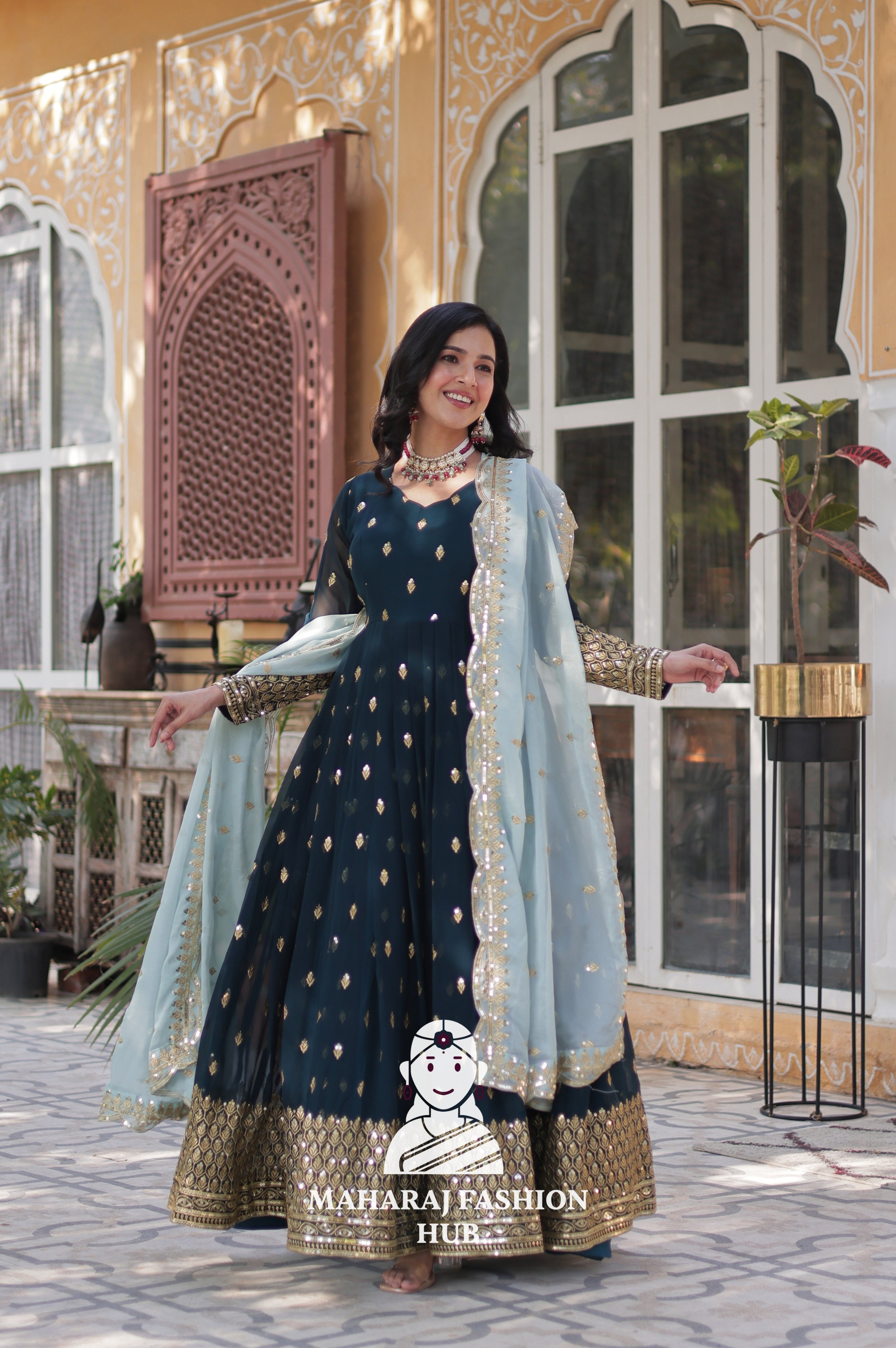 🌸 Embroidered Glam with Tabby Silk Touch - Special Designer Gown