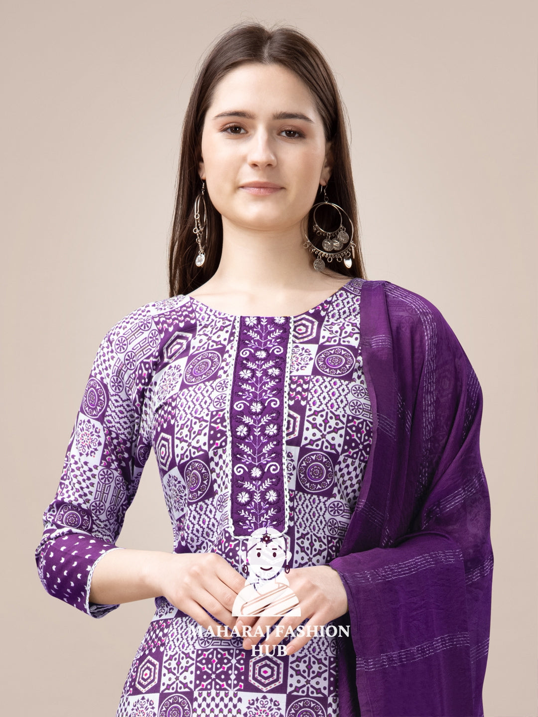 Maharaj Fashion Hub Women's Elegant Kurti Pant Dupatta Set