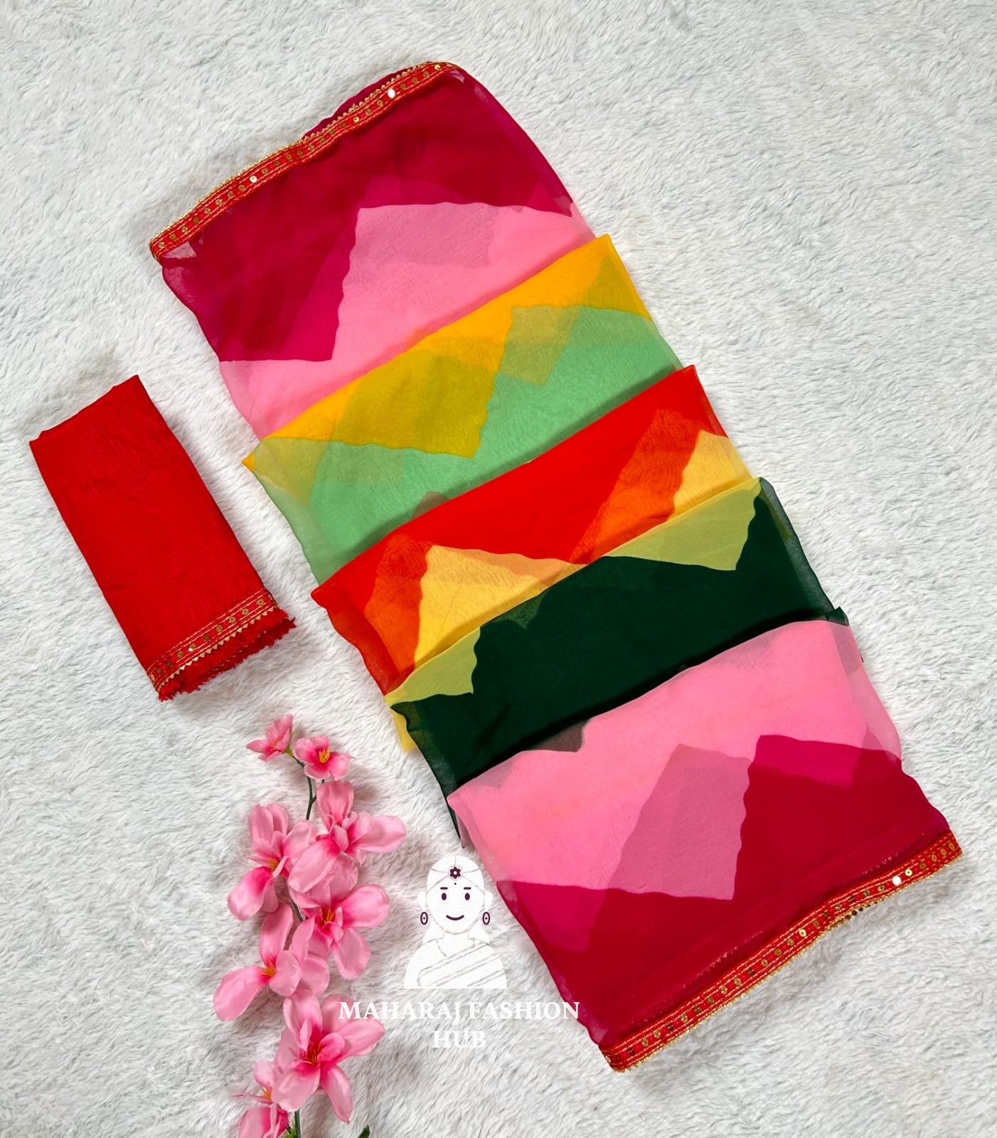 Elegant Multicolor Indian Saree for Women – Lightweight Georgette Party Wear