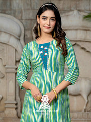 🌊 Soothing Rama A-Line Kurta – Printed & Elegant