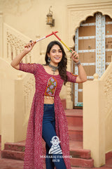 Traditional Bandhani Print Half Sleeve Kutchi Work Navratri Kurti 💃👑