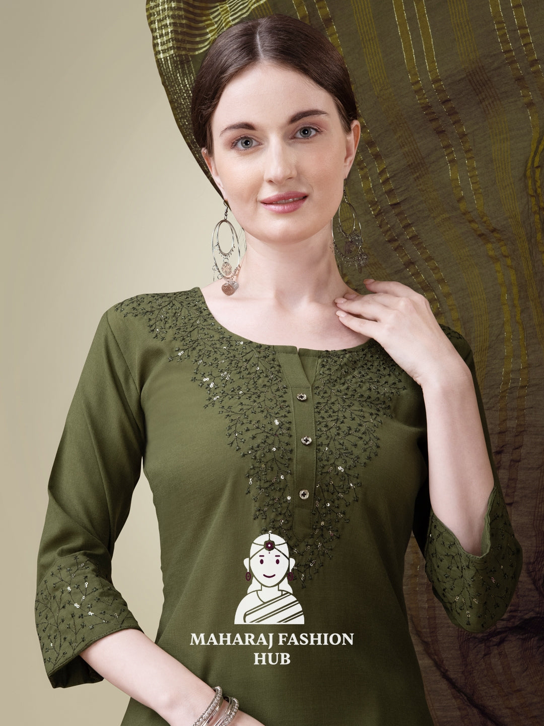 Maharaj Fashion Hub Women's Elegant Kurti Pant Dupatta Set
