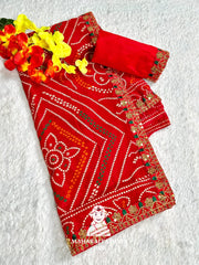 Traditional Lahariya print Georgette saree for women,s || Festive georgette saree for women's ||