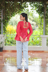 Premium Georgette Peplum Top with Kutchi Patch Schiffli Work 🎨🪔