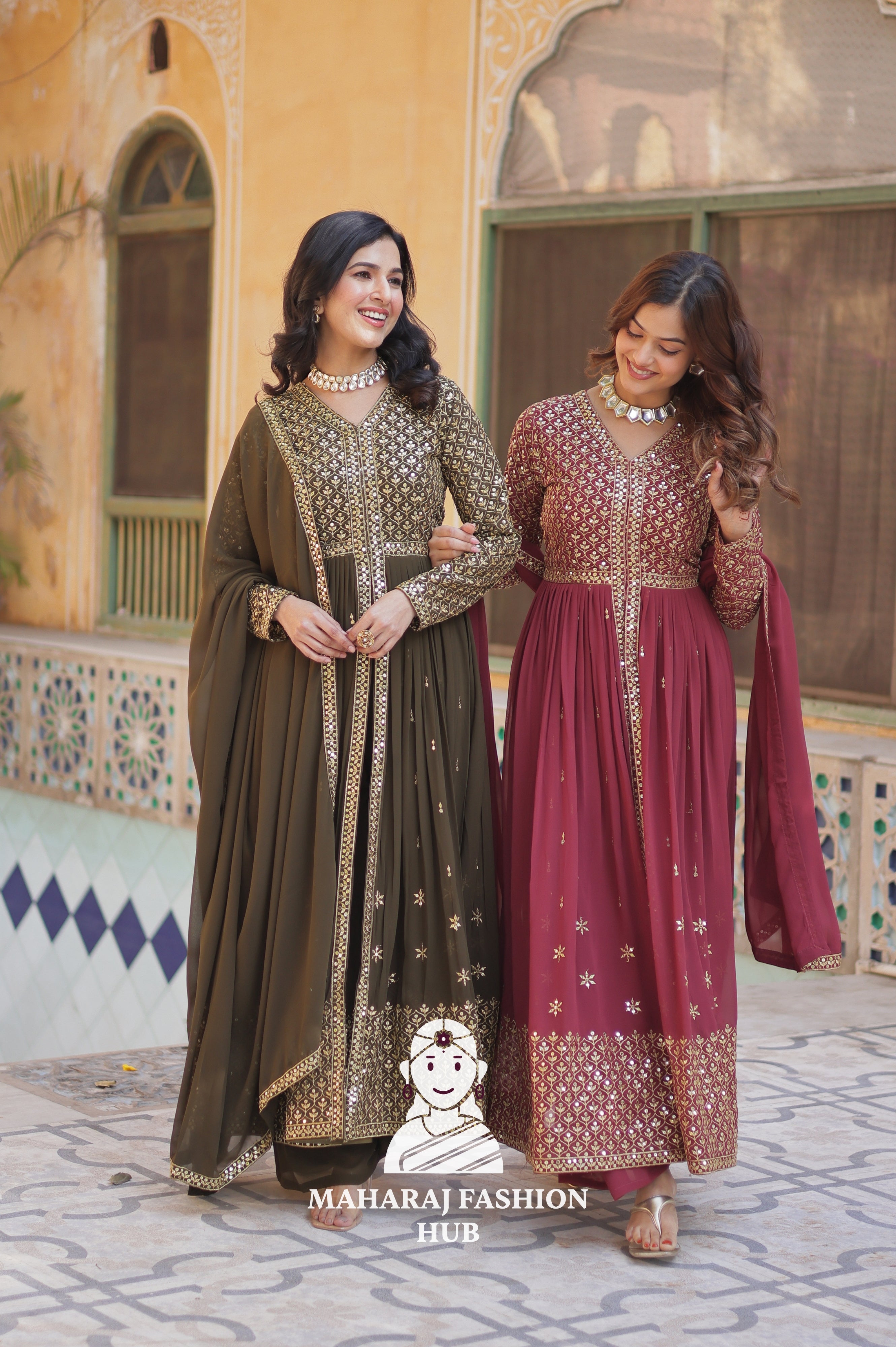 🧣 Designer 3-Piece Outfit in Georgette with Sequins Elegance - Special Designer Gown