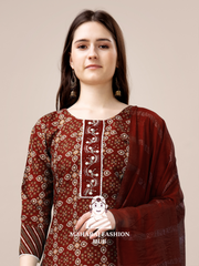 Maharaj Fashion Hub Women's Elegant Kurti Pant Dupatta Set
