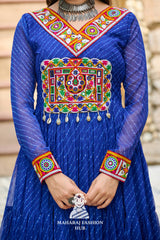 Navratri - Premium Faux Georgette Kutchi Patchwork Laheriya Navratri Gown Style 🎨🪔