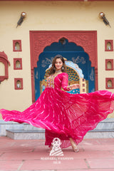 Elegant Laheriya Print Kutchi Patchwork Navratri Gown for Women ✨👗