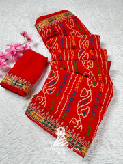Traditional Lahariya print Georgette saree for women,s || Festive georgette saree for women's ||