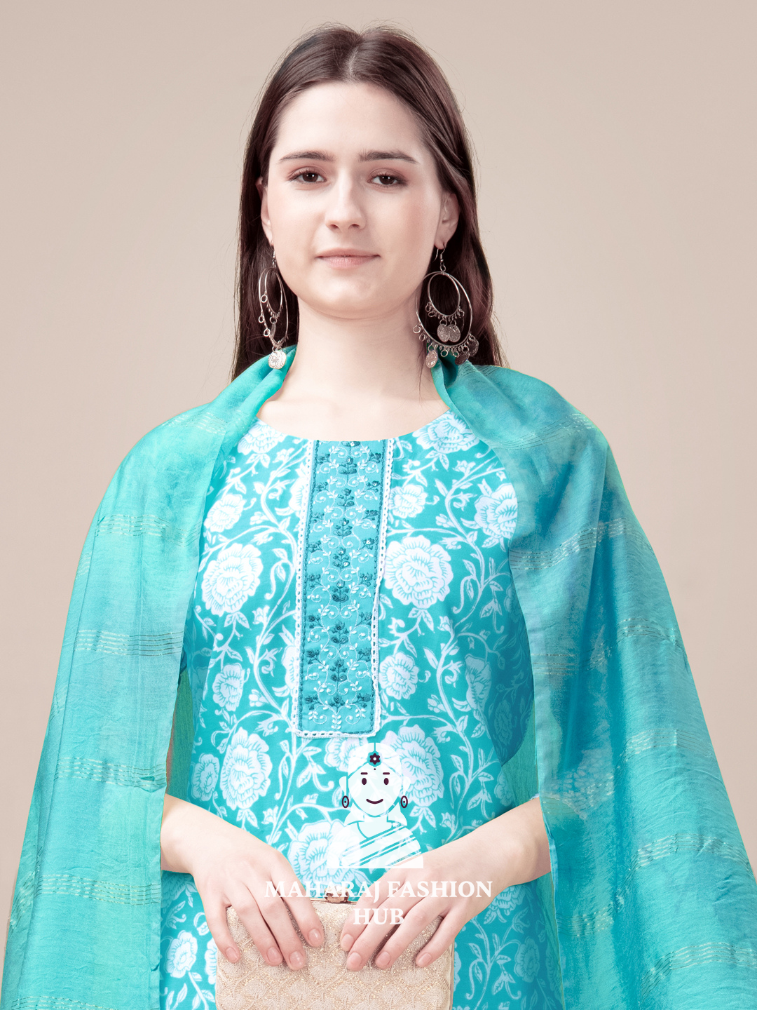 Maharaj Fashion Hub Women's Elegant Kurti Pant Dupatta Set