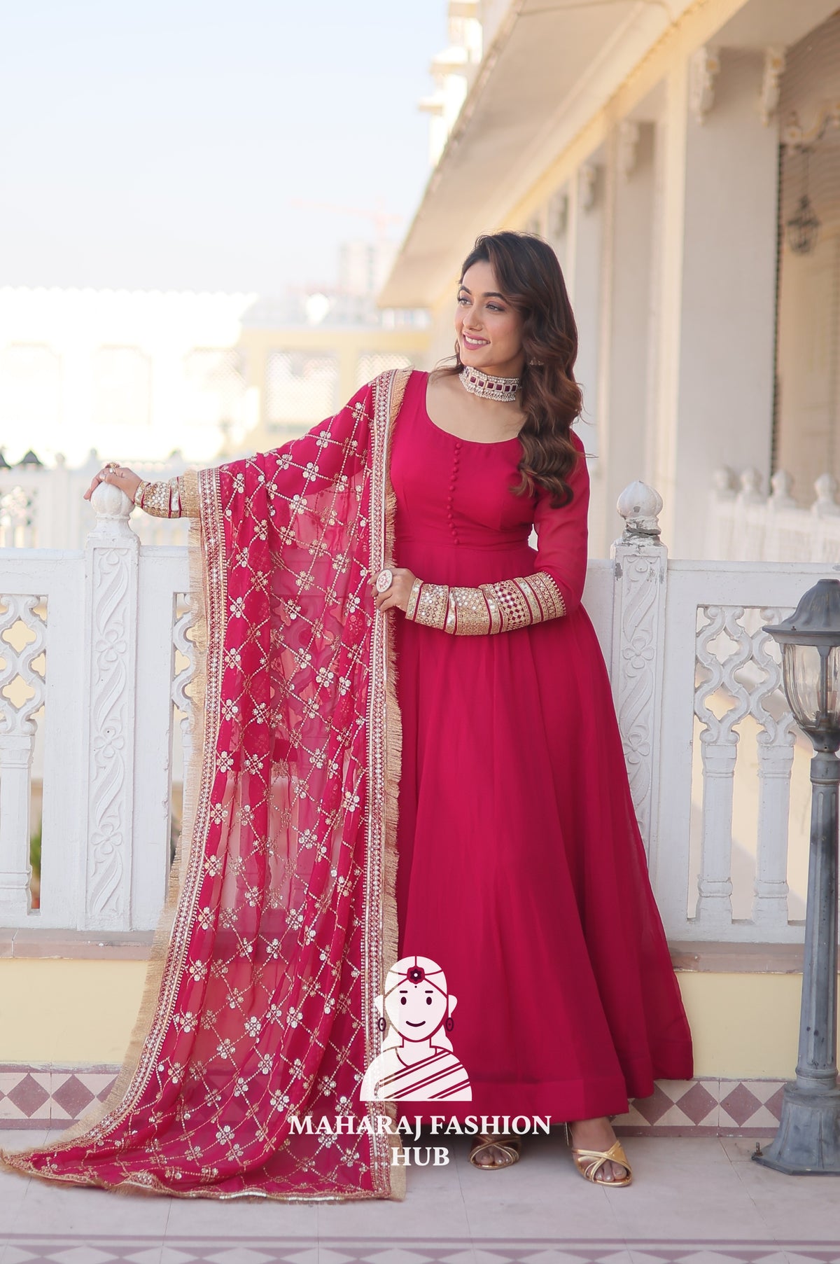 Royal Vibes in Faux Blooming – Special Designer Gown with Cotton Inner Comfort