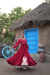 Stunning Reyon Fabric Gown with Luxurious 15 Meter Flair