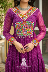 Navratri - Festive Laheriya Kutchi Patch Faux Georgette Navratri Gown Design 🎶👑
